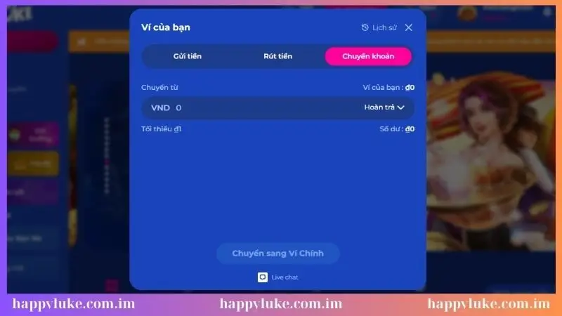 Chuyển khoản về ví chính